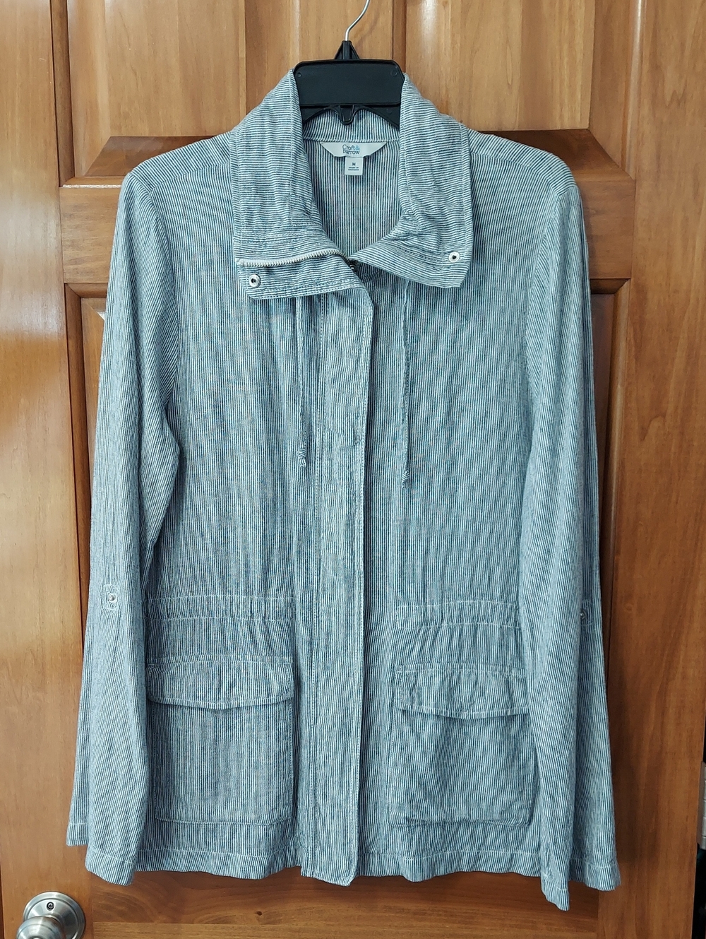 Croft & Barrow Blue and White Striped Utility Jacket, Size Medium, Like New▪